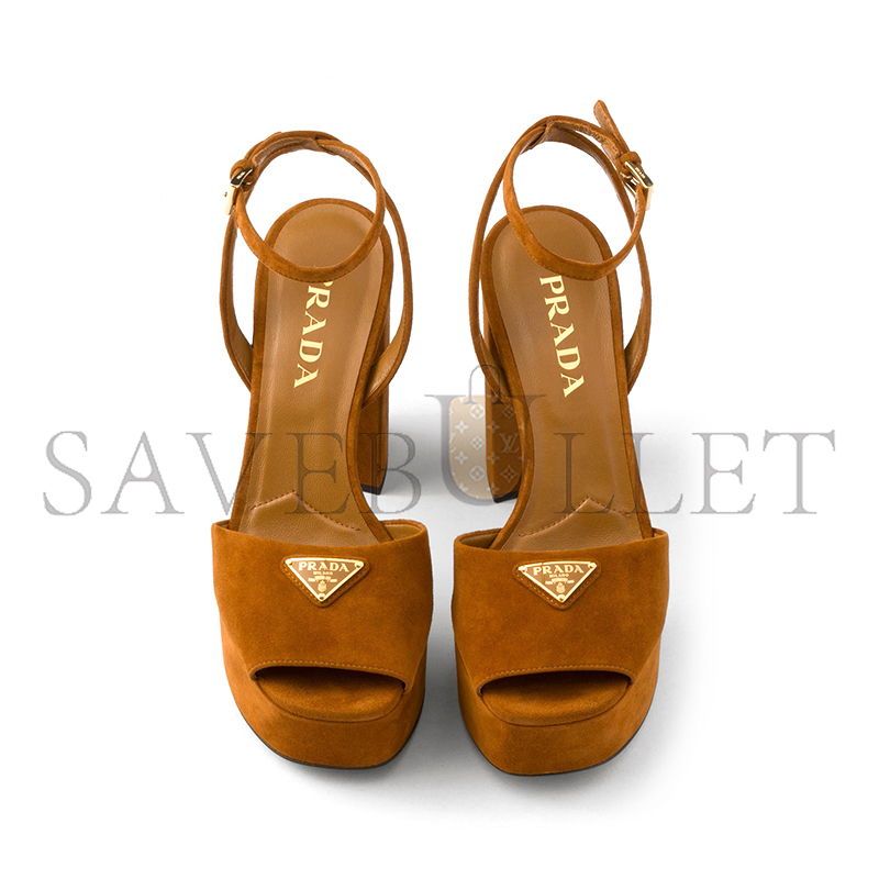 PRADA SUEDE PLATFORM SANDALS 1XP48B